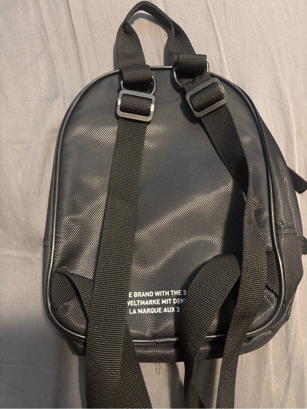 adidas Black Mini Backpack with White Three Stripes - Picture 3 of 3